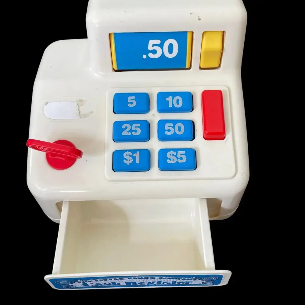 Little Tikes Cash Register Activity Vintage Toy Pretend Play USA Sticker Wear
